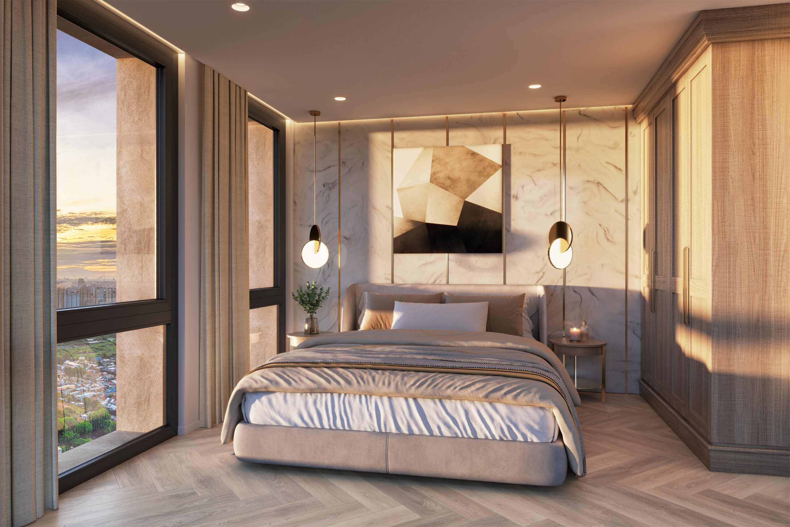 P-NGH001 - Lofthaus Stills_INT_Bedroom_ 1 Bed Flat_Floor 6-18